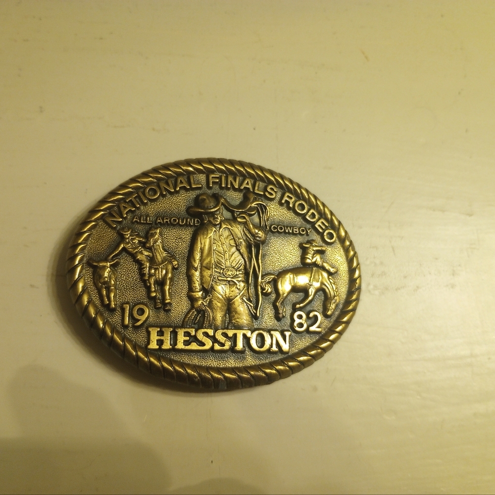 Hesston National Finals Rodeo Vintage 1982 Eighth Edition Collector Belt Buckle